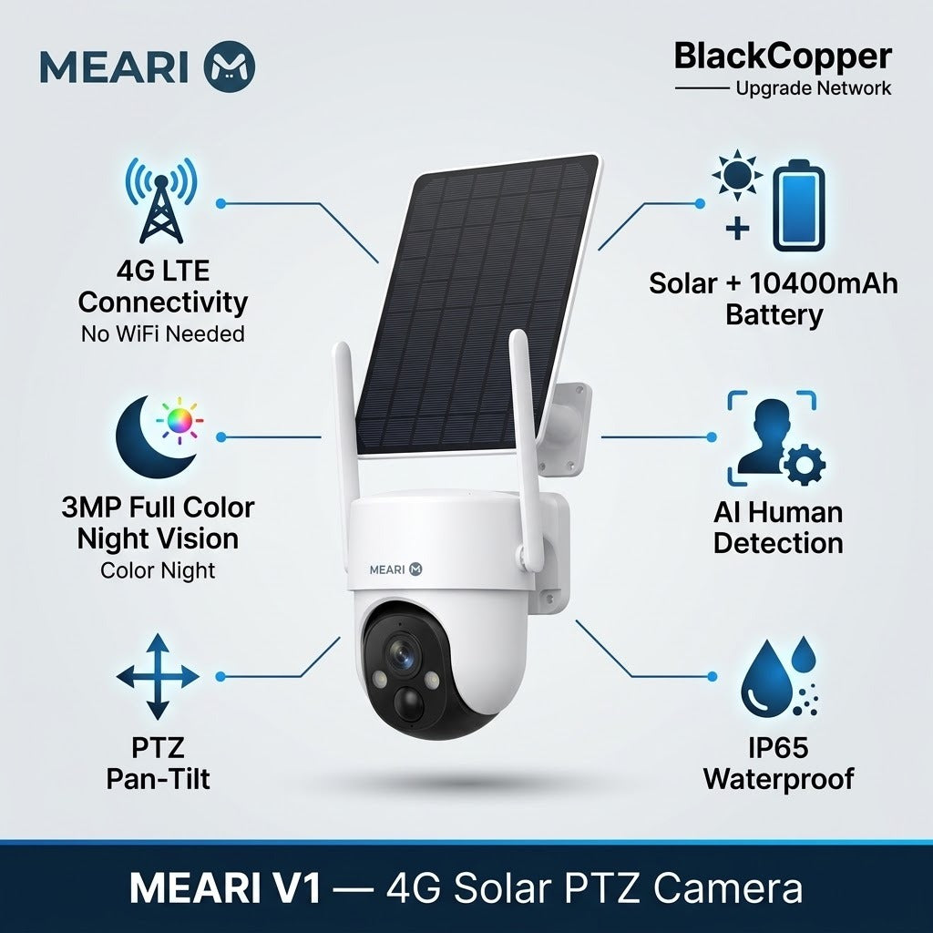 Meari V1 4G Solar-Ready AOV Camera (30M) – Battery-Powered Outdoor Security Camera
