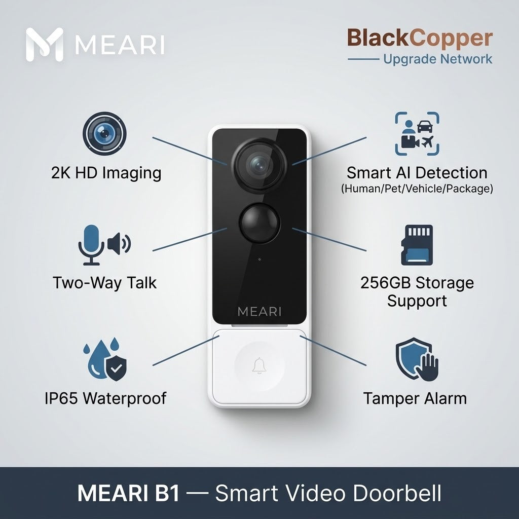 Meari B1 Smart Video Doorbell – 2K HD with Two-Way Talk & AI Detection