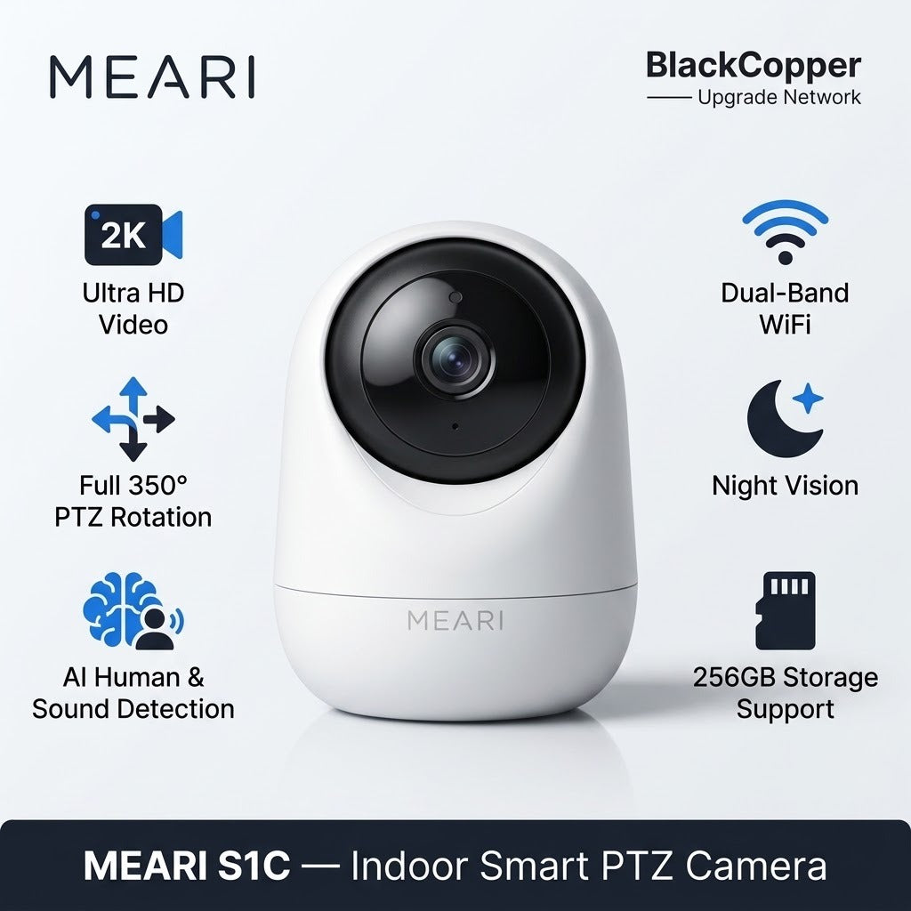 Meari S1C Indoor PTZ Camera – Wired 2K Pan-Tilt Security Camera (Always-On)