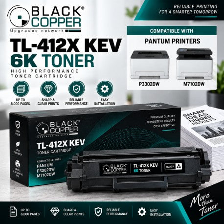 BlackCopper TL-412X KEV high yield black toner cartridge 6K for Pantum P3302DW and M7102DW